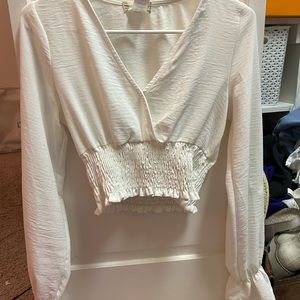White long sleeve top